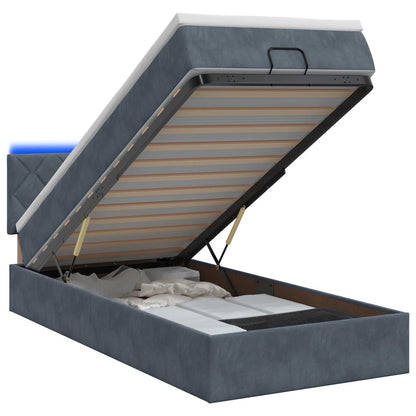 Ottoman Bed met Matrassen en LED Donkergrijs 100 x 200 cm