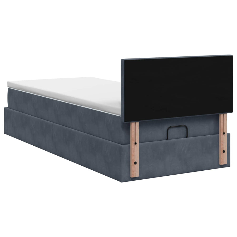Ottoman Bed met Matrassen en LED Donkergrijs 100 x 200 cm