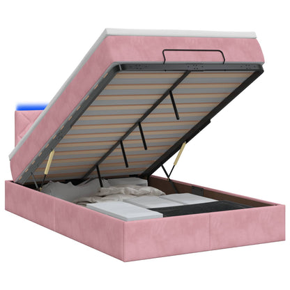 Ottoman Bed met Matrassen en LED Roze 120 x 190 cm fluweel