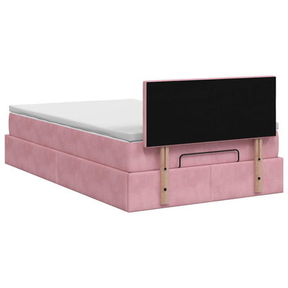 Ottoman Bed met Matrassen en LED Roze 120 x 190 cm fluweel