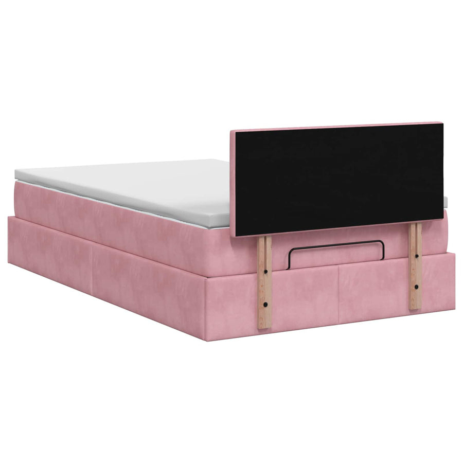 Ottoman Bed met Matrassen en LED Roze 120 x 190 cm fluweel