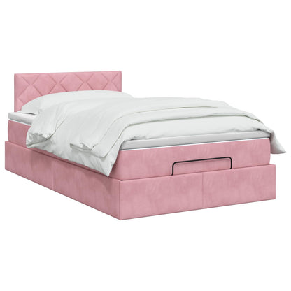 Ottoman Bed met Matrassen en LED Roze 120 x 190 cm fluweel