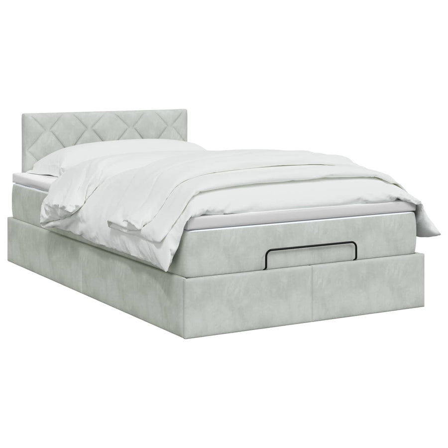 Ottoman Bed met Matrassen en LED Lichtgrijs 120 x 200 cm