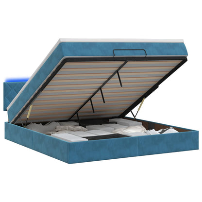 Ottoman Bed met Matrassen en LED Donkerblauw 140 x 200 cm