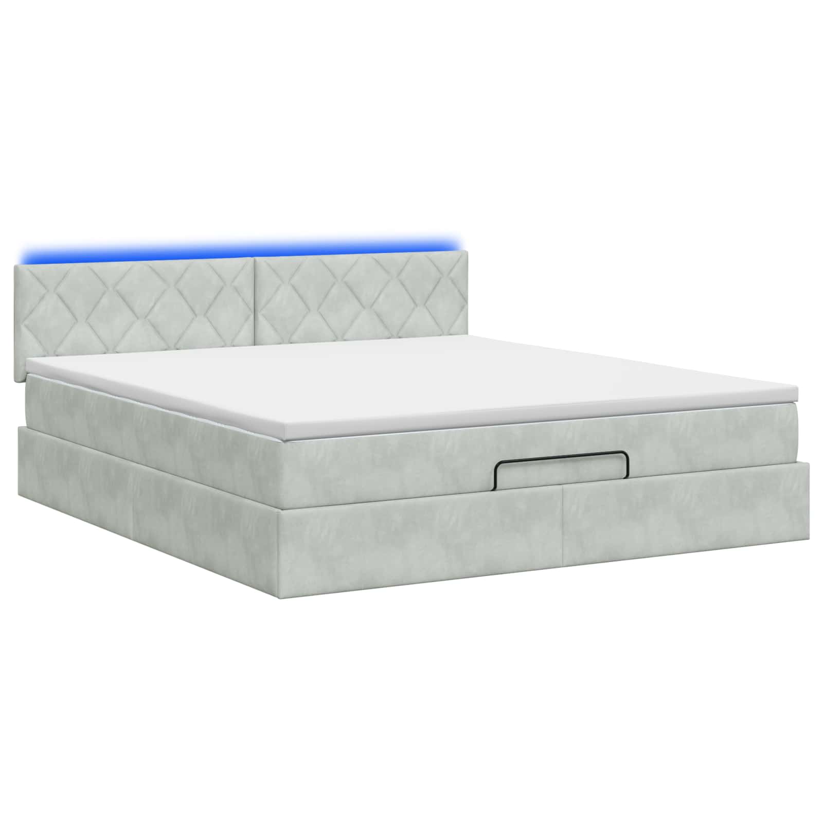 Ottoman Bed met Matrassen en LED Lichtgrijs 160 x 200 cm