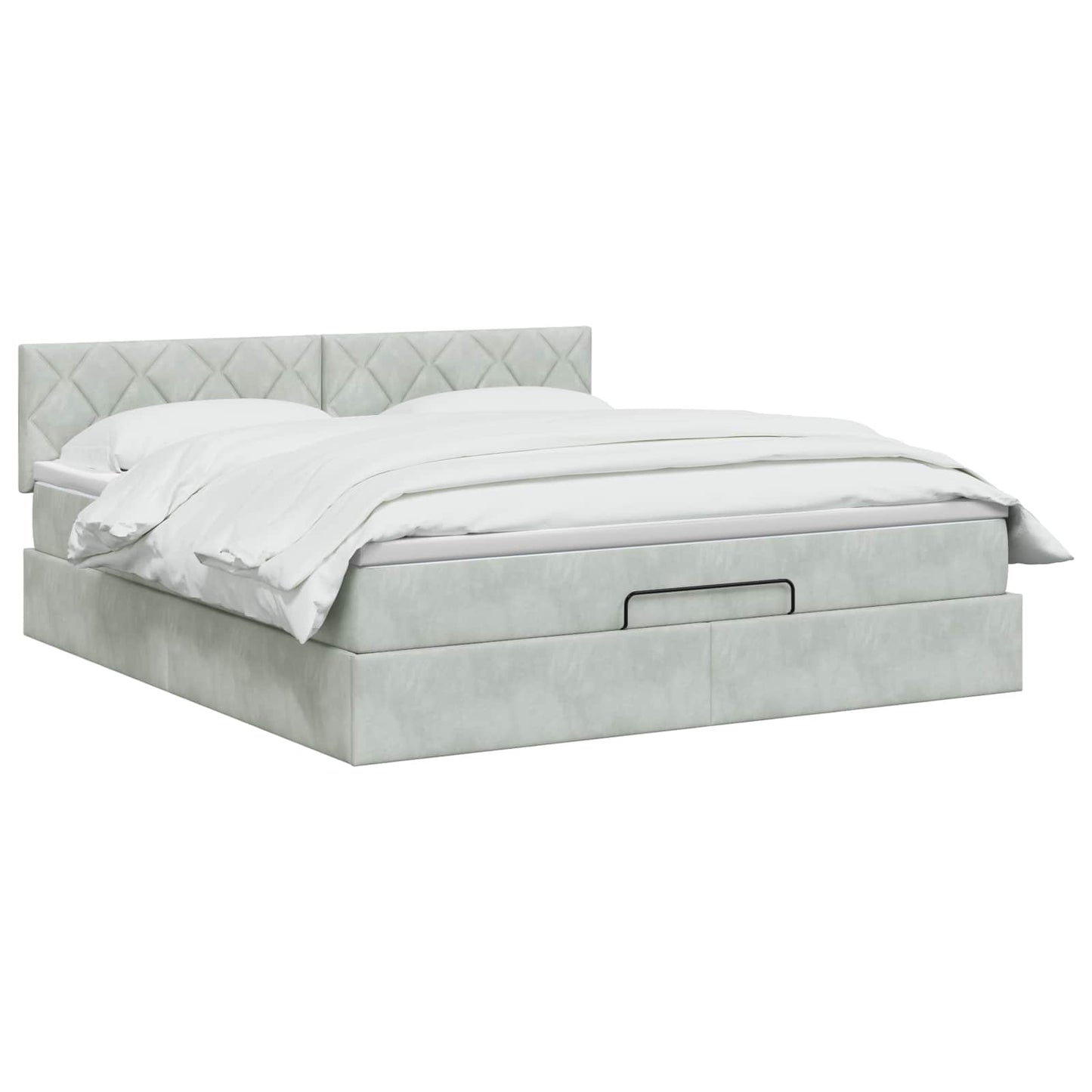 Ottoman Bed met Matrassen en LED Lichtgrijs 160 x 200 cm