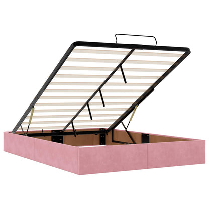 Ottoman Bed met Matrassen en LED Roze 160 x 200 cm fluweel