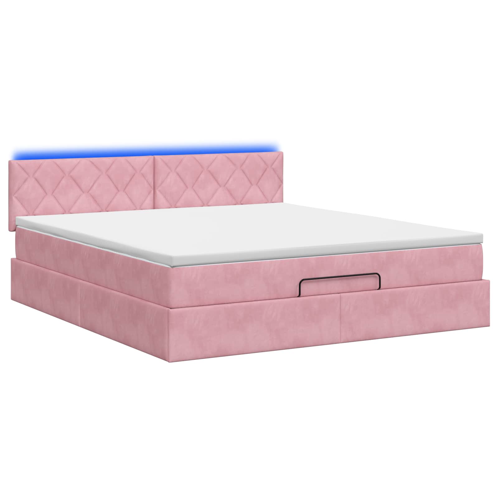 Ottoman Bed met Matrassen en LED Roze 160 x 200 cm fluweel