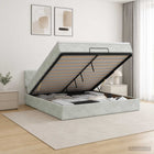 Ottoman bed 160x200 cm lichtgrijs fluweel