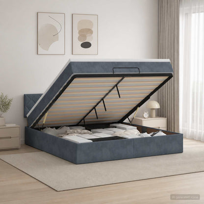Ottoman Bed met Matrassen en LED Donkergrijs 140 x 190 cm