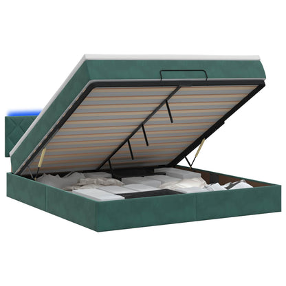 Ottoman Bed met Matrassen en LED Donkergroen 180 x 200 cm