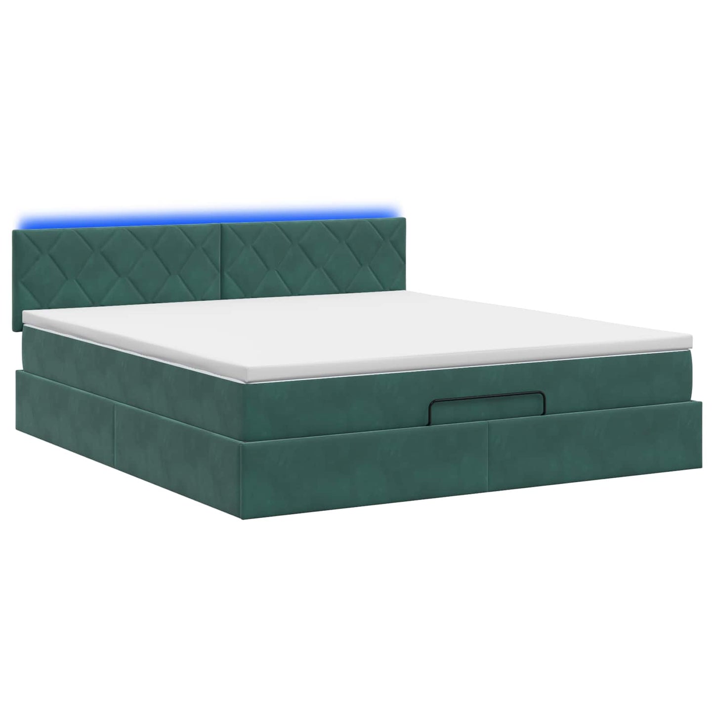 Ottoman Bed met Matrassen en LED Donkergroen 180 x 200 cm