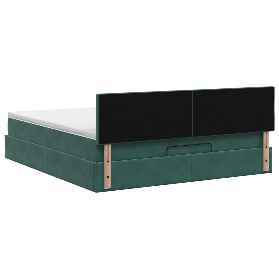 Ottoman Bed met Matrassen en LED Donkergroen 180 x 200 cm