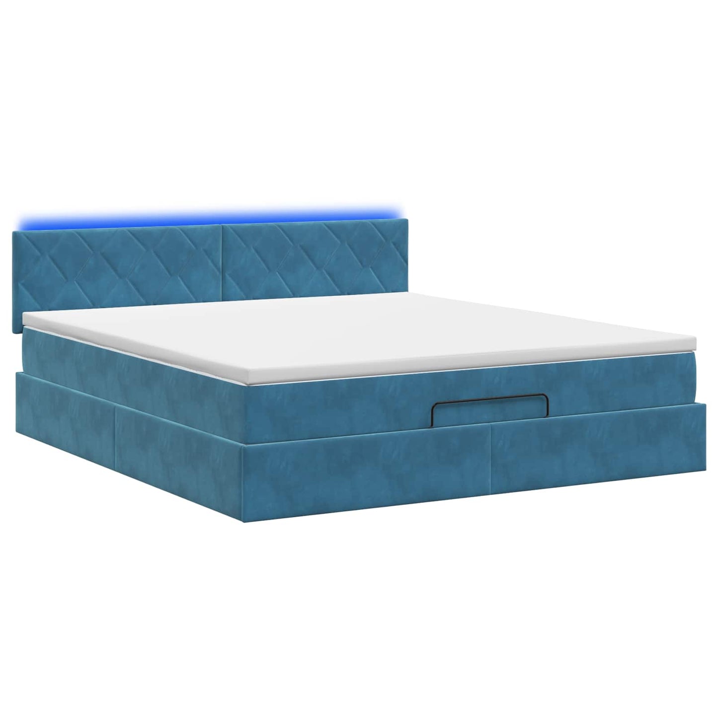 Ottoman Bed met Matrassen en LED Donkerblauw 180 x 200 cm