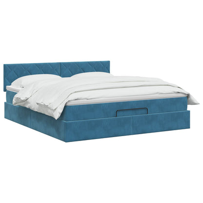 Ottoman Bed met Matrassen en LED Donkerblauw 180 x 200 cm