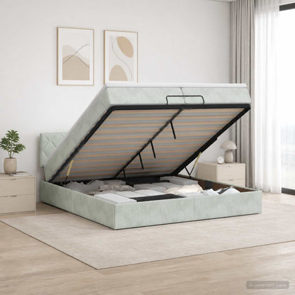 Ottoman Bed met Matrassen en LED Lichtgrijs 200 x 200 cm