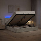Ottoman bed 200x200 cm lichtgrijs met matras en LED