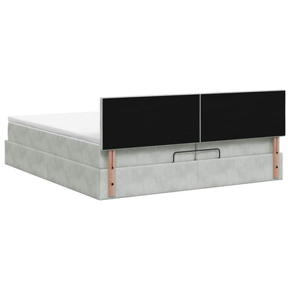 Ottoman Bed met Matrassen en LED Lichtgrijs 200 x 200 cm