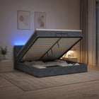 Ottoman bed 200x200 cm donkergrijs met matras en LED