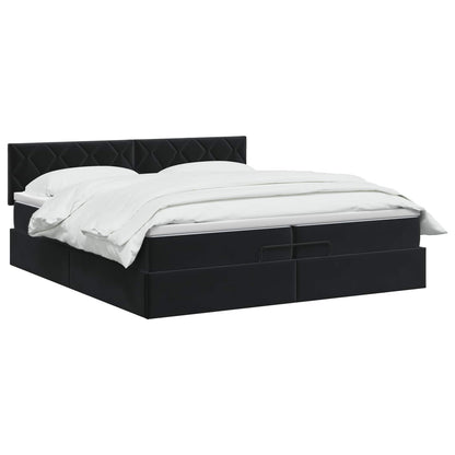 Ottoman Bed met Matrassen en LED Zwart 200 x 200 cm fluweel