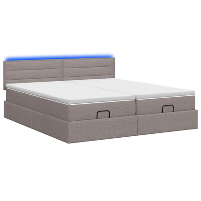 Ottoman Bed met Matrassen en LED Taupe 160 x 200 cm Stof