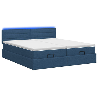 Ottoman Bed met Matrassen en LED Blauw 160 x 200 cm Stof