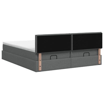 Ottoman Bed met Matrassen en LED Donkergrijs 180 x 200 cm Stof