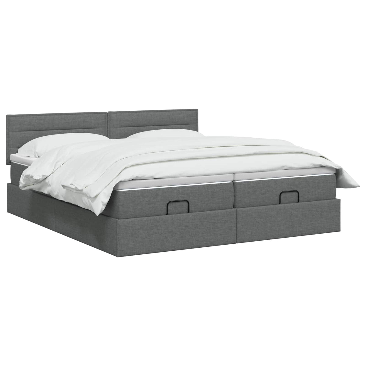 Ottoman Bed met Matrassen en LED Donkergrijs 180 x 200 cm Stof