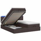 Ottoman bed 180x200 cm donkerbruin met matras en LED