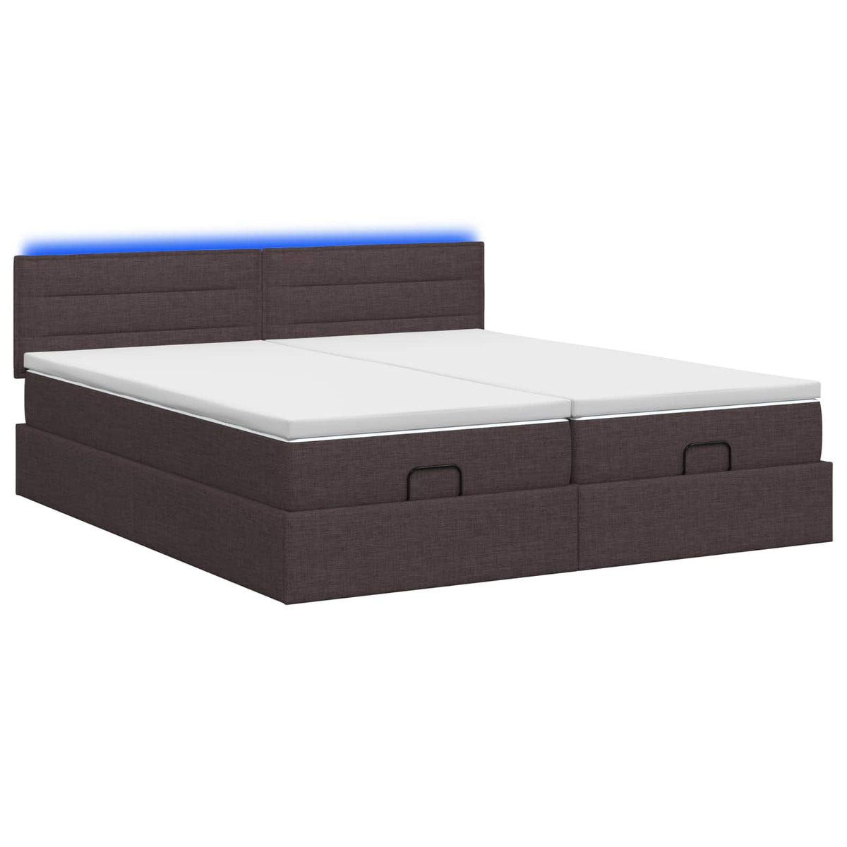 Ottoman Bed met Matrassen en LED Donkerbruin 180 x 200 cm Stof