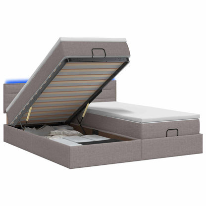 Ottoman Bed met Matrassen en LED Taupe 180 x 200 cm Stof
