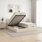 Ottoman bed 203x180 cm crèmekleurig stof