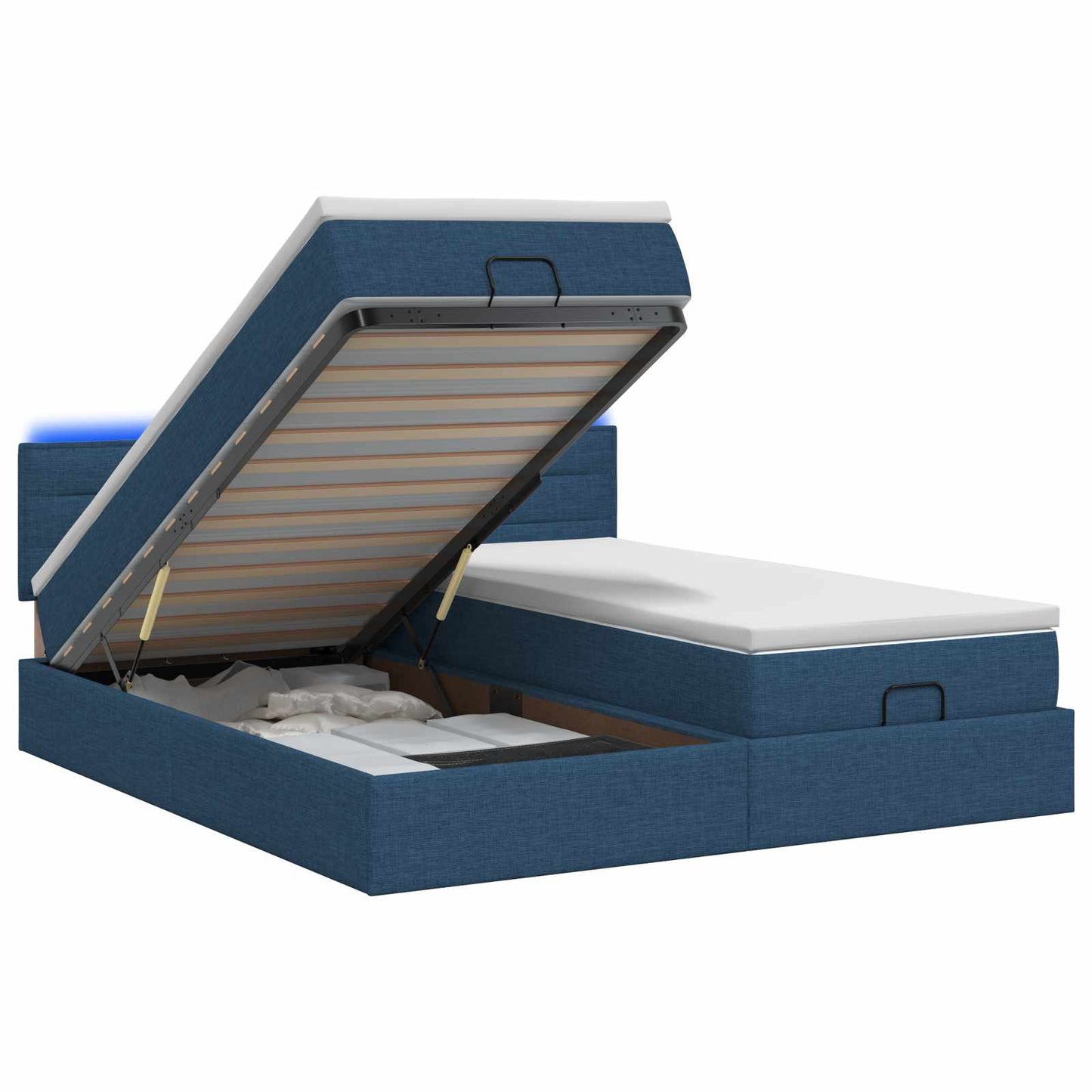 Ottoman Bed met Matrassen en LED Blauw 180 x 200 cm Stof