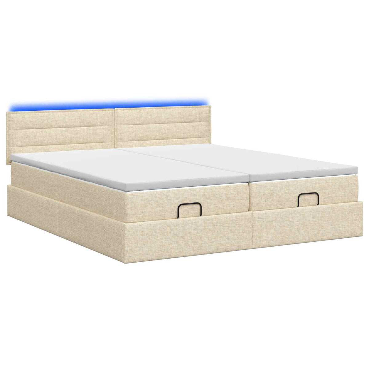 Ottoman Bed met Matrassen en LED Crèmekleurig 200 x 200 cm Stof