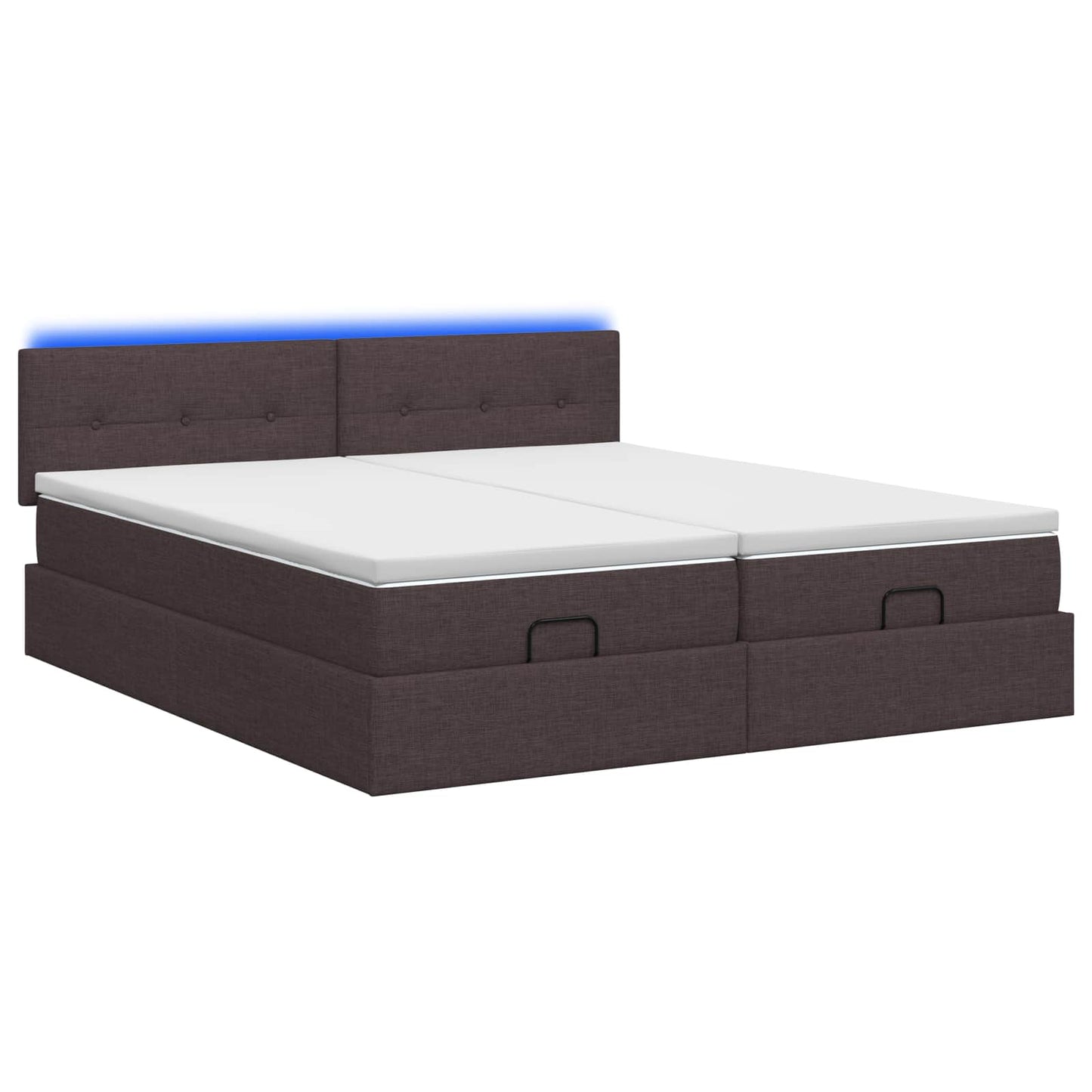 Ottoman Bed met Matrassen en LED Donkerbruin 180 x 200 cm Stof