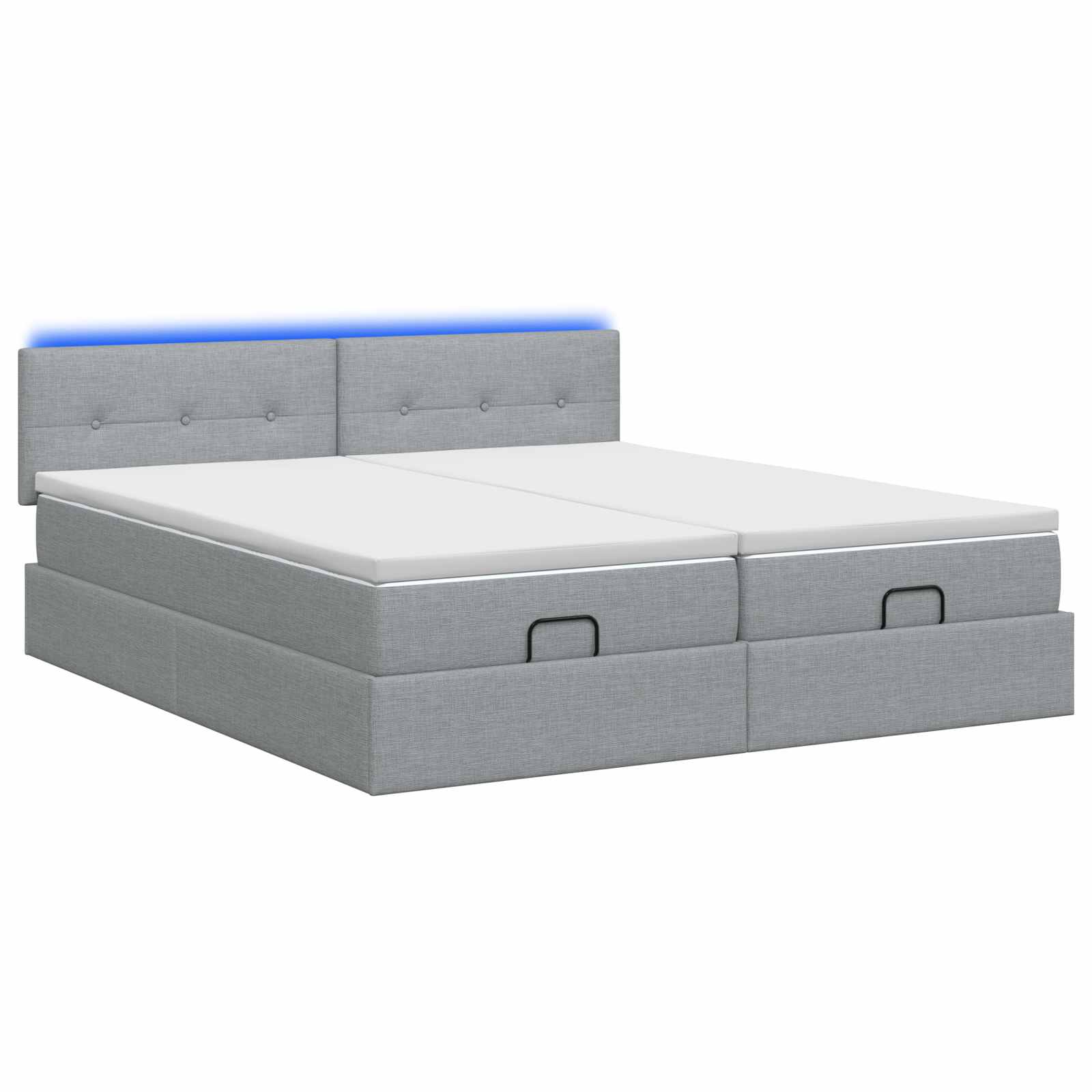 Ottoman Bed met Matrassen en LED Lichtgrijs 200 x 200 cm Stof