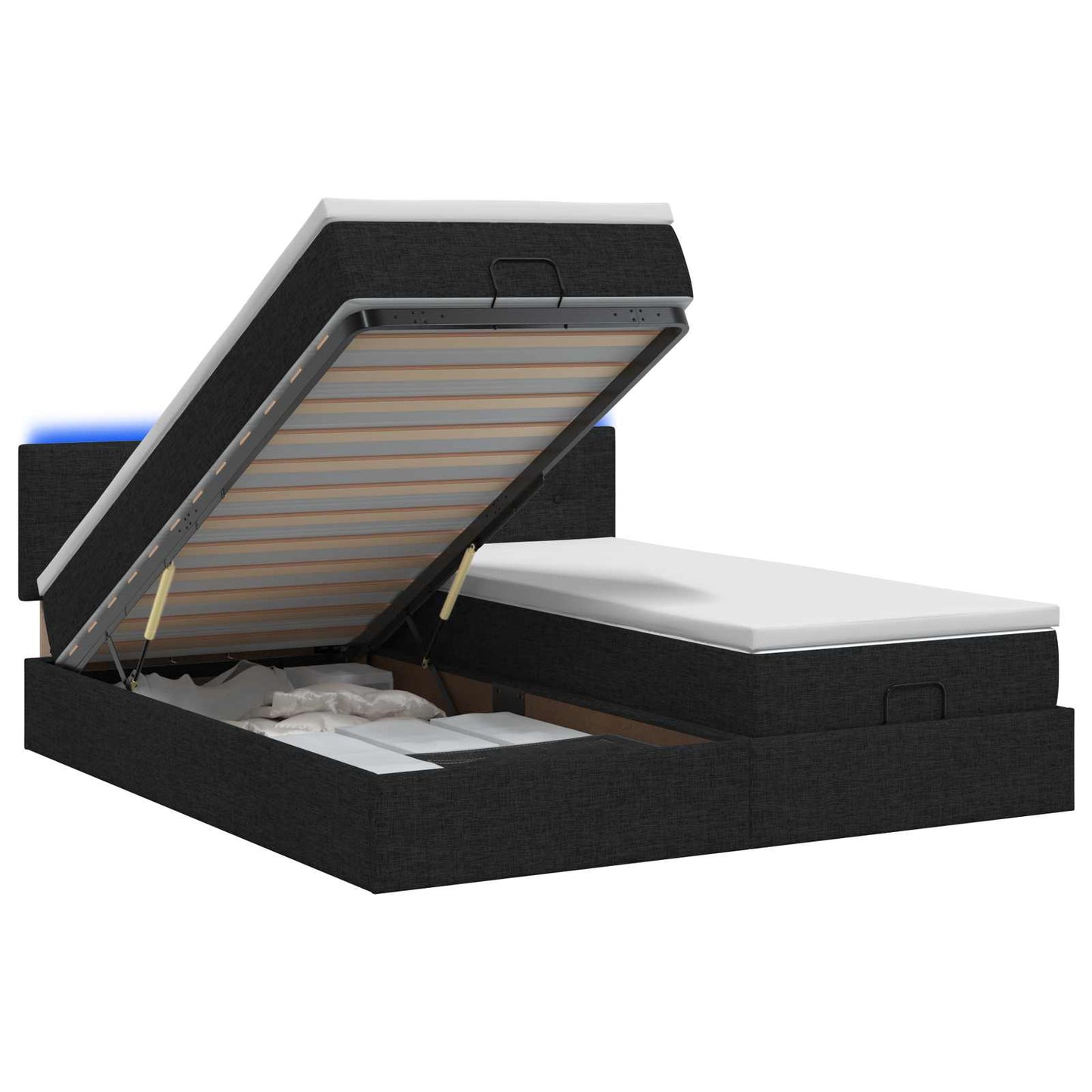 Ottoman Bed met Matrassen en LED Zwart 200 x 200 cm Stof