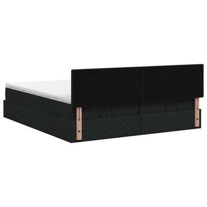 Ottoman Bed met Matrassen en LED Zwart 200 x 200 cm Stof