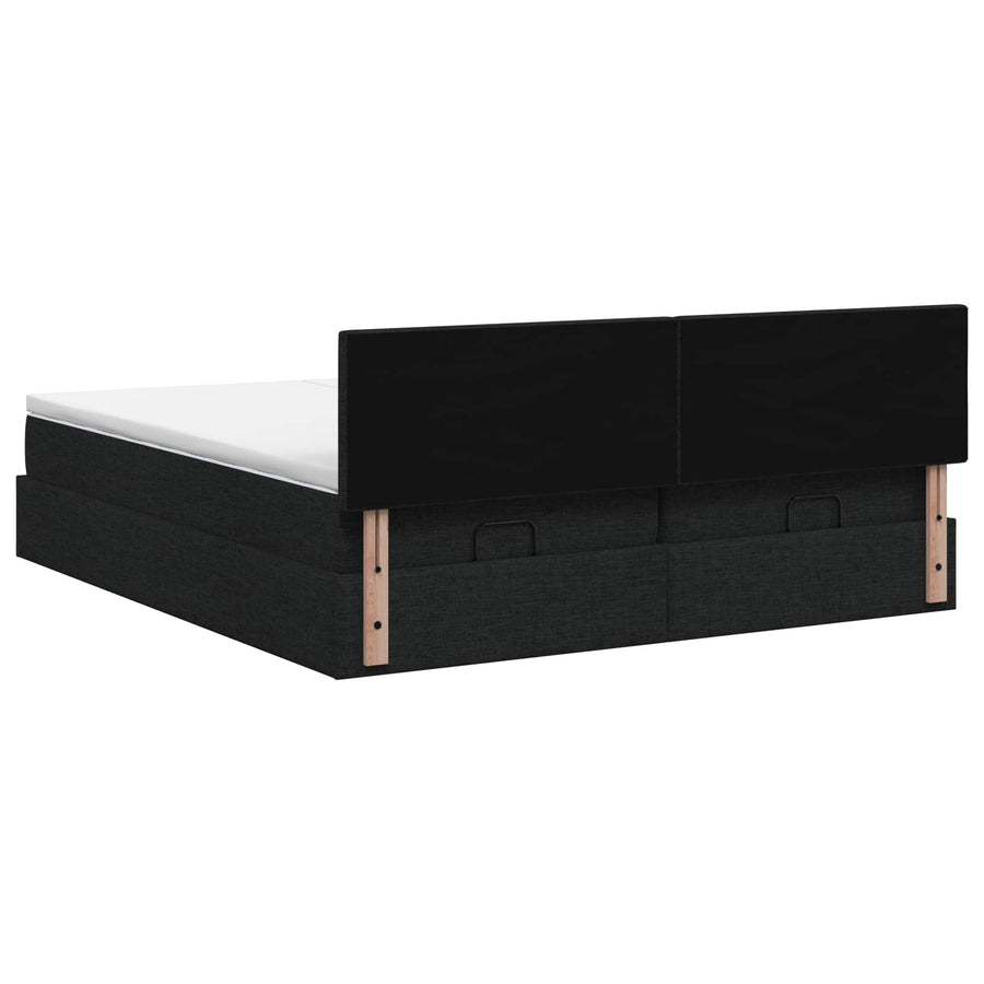 Ottoman Bed met Matrassen en LED Zwart 200 x 200 cm Stof