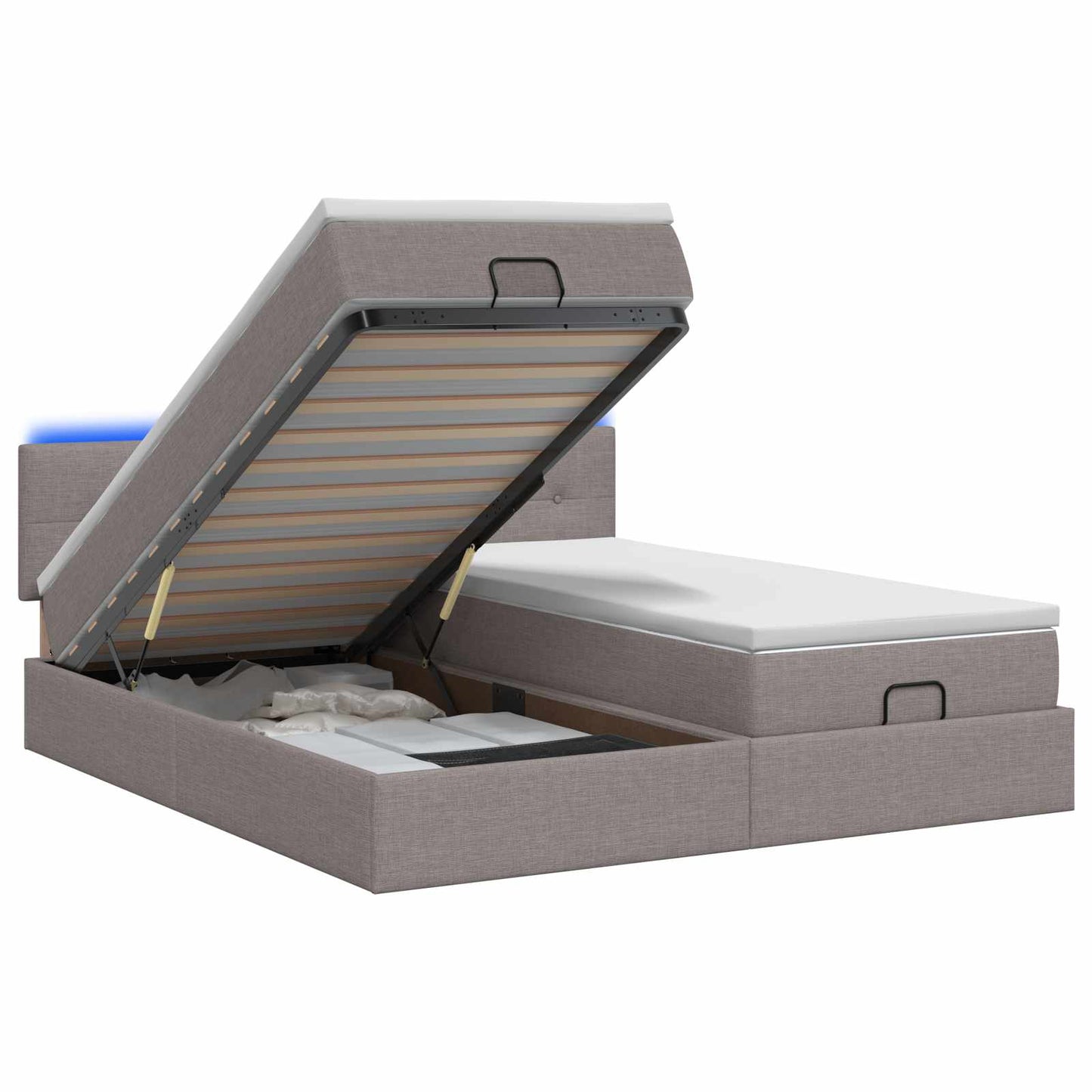 Ottoman Bed met Matrassen en LED Taupe 200 x 200 cm Stof