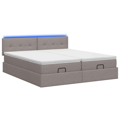 Ottoman Bed met Matrassen en LED Taupe 200 x 200 cm Stof