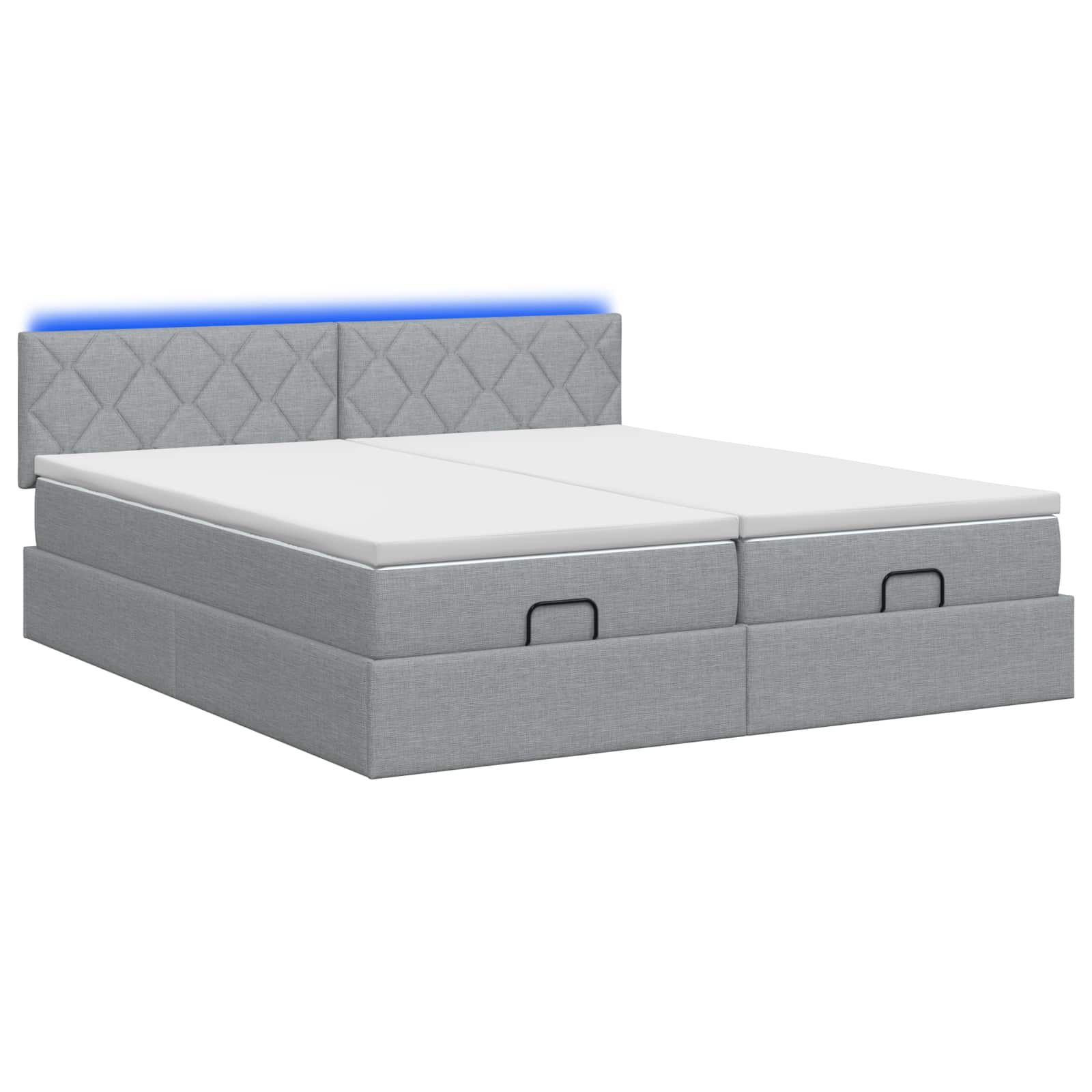 Ottoman Bed met Matrassen en LED Lichtgrijs 160 x 200 cm Stof