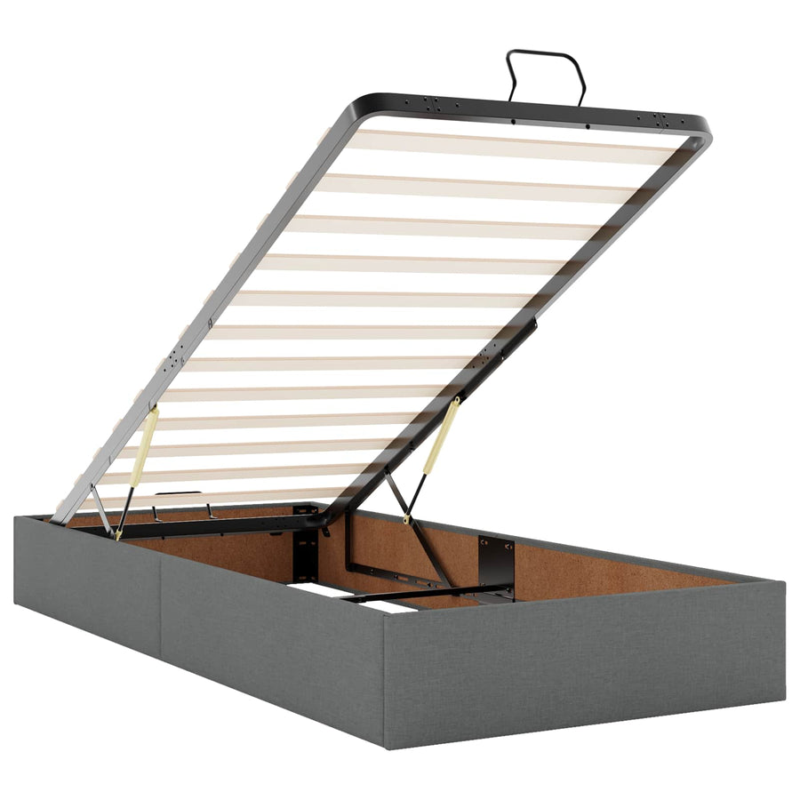 Ottoman Bed met Matrassen en LED Donkergrijs 160 x 200 cm Stof