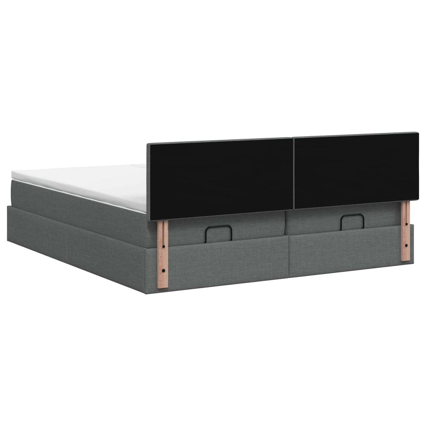 Ottoman Bed met Matrassen en LED Donkergrijs 160 x 200 cm Stof