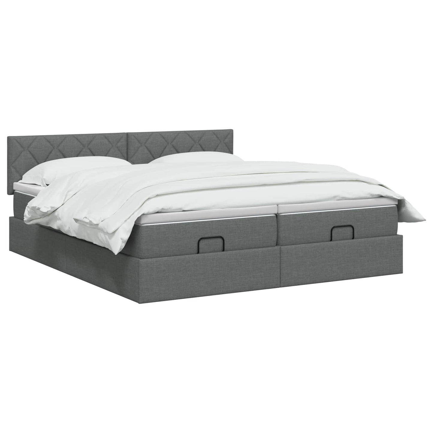 Ottoman Bed met Matrassen en LED Donkergrijs 160 x 200 cm Stof