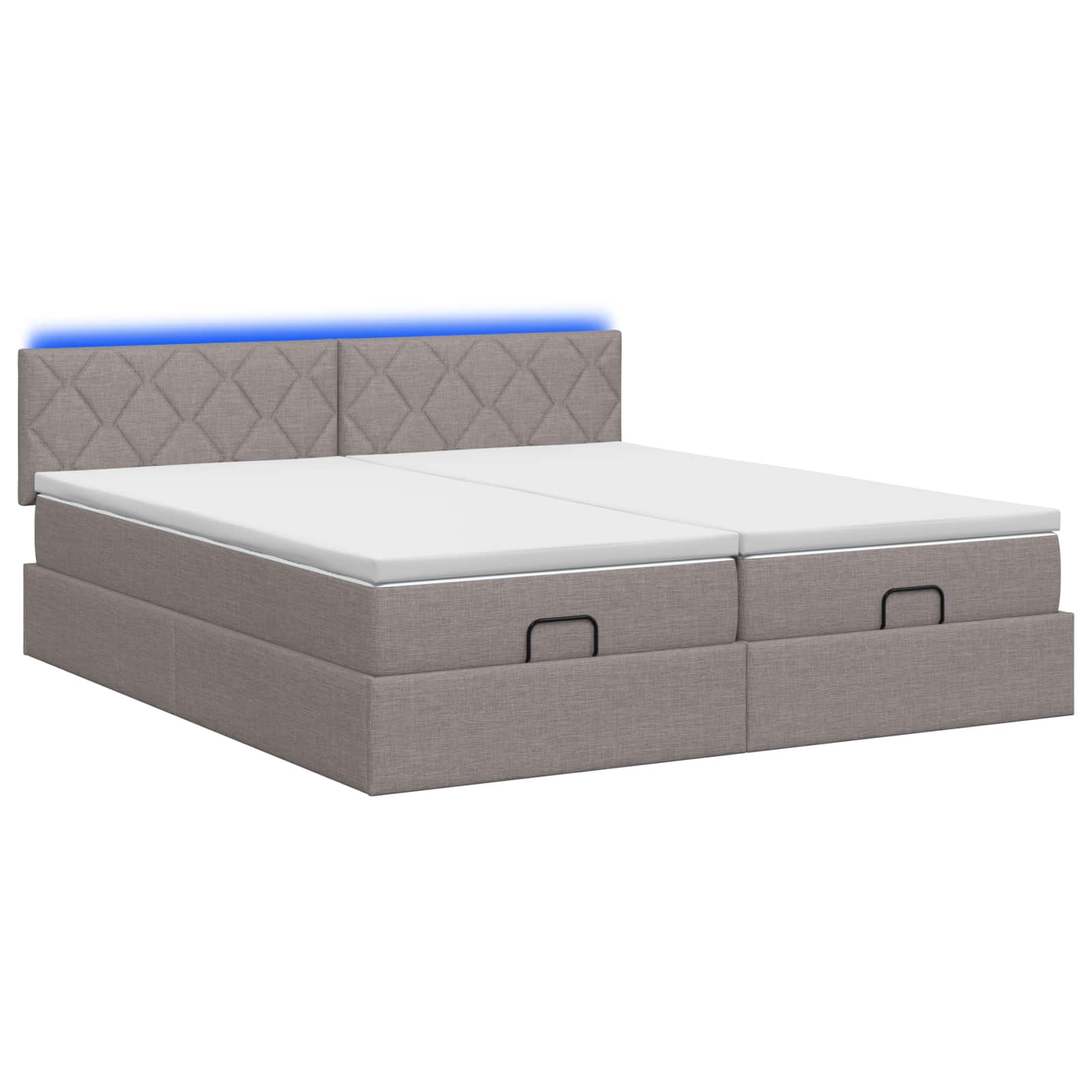 Ottoman Bed met Matrassen en LED Taupe 160 x 200 cm Stof