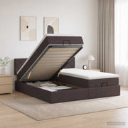Ottoman bed met opbergruimte en LED 200x200 cm donkerbruin