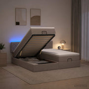 Ottoman bed 200x200 cm met opbergruimte en led taupe