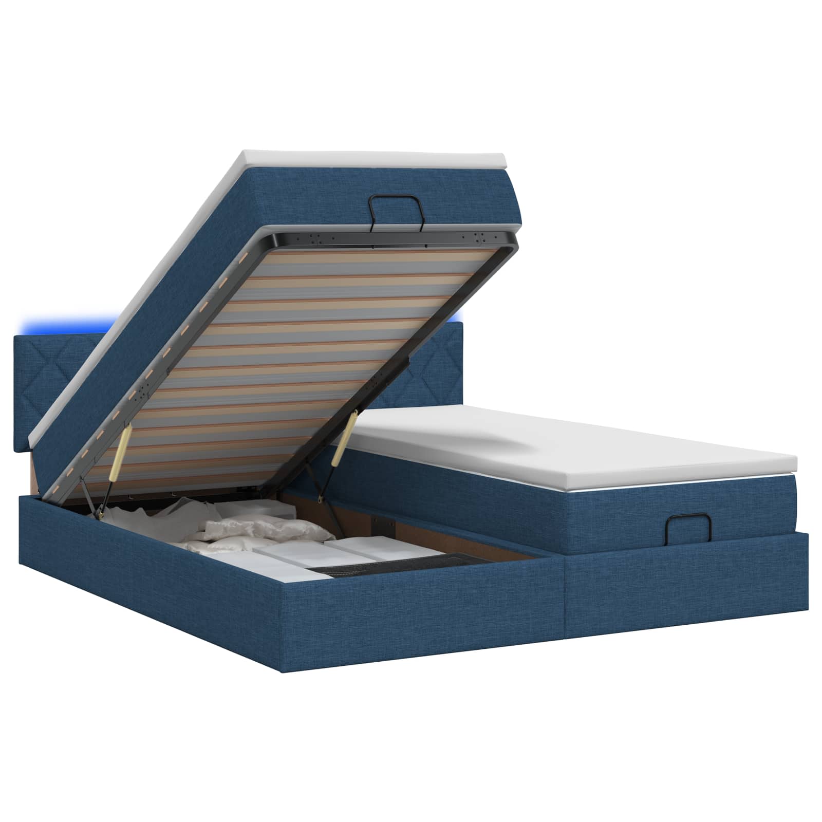 Ottoman Bed met Matrassen en LED Blauw 180 x 200 cm Stof