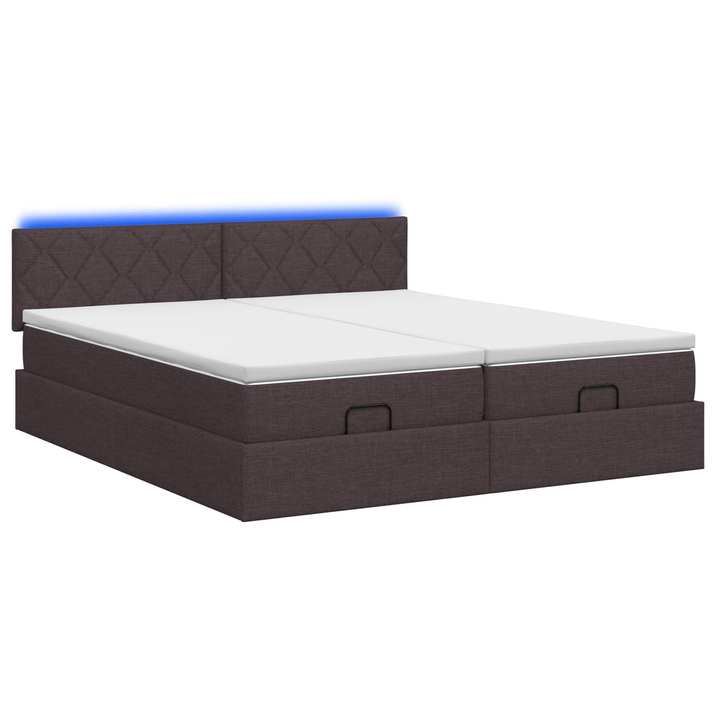 Ottoman Bed met Matrassen en LED Donkerbruin 200 x 200 cm Stof